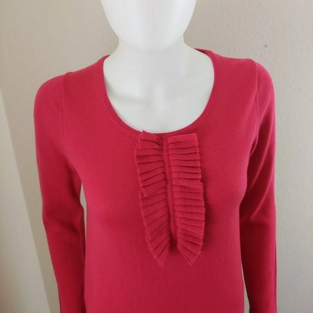Lacoste Woolmark Blend Bow Detail Red Wool Acrylic Blend Sweater Lacoste 38 or M